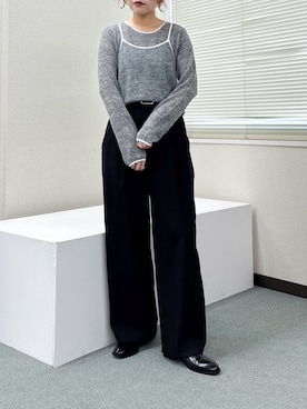 「骨格ストレート」｜「KBF（ケイビーエフ）のアイテム（ニット/セーター）」を使った、蝶ちゃんさん（レディース・158cm）の秋コーディネート