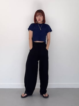 「ショート丈トップス」｜「アイテム（サンダル）」を使った、NANOKAさん（レディース・158cm）の夏コーディネート