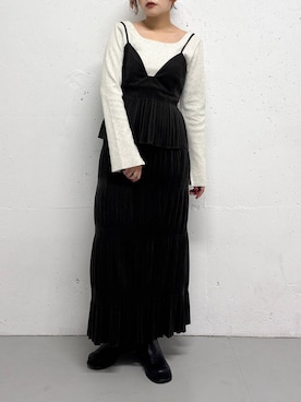 「ベロア」｜「アイテム（ワンピース/ドレス）」を使った、蝶ちゃんさん（レディース・158cm）の夏コーディネート