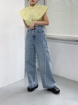 「KBF（ケイビーエフ）のサボサンダル（サンダル）」を使った、蝶ちゃんさん（レディース・158cm）の春コーディネート