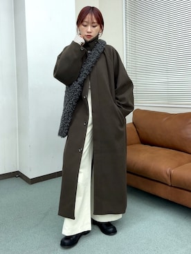 「アイテム（ステンカラーコート）」を使った、蝶ちゃんさん（レディース・158cm）の秋コーディネート