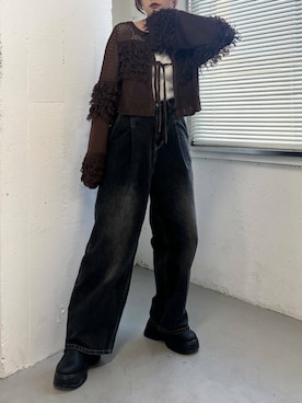 「KBF（ケイビーエフ）のサボベルトサンダル（サンダル）」を使った、蝶ちゃんさん（レディース・158cm）の冬コーディネート