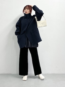「アイテム（ステンカラーコート）」を使った、蝶ちゃんさん（レディース・158cm）の夏コーディネート