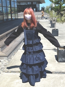 「Candy Stripper」｜「アイテム（ジャンパースカート）」を使った、さあさん（レディース・151cm）の秋コーディネート