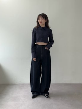 「UNFORM（アンフォーム）の【2026AW Debut】【UNFORM】レイヤードセットシャツ（シャツ/ブラウス、ブルー系）」を使った、manakaさん（レディース・162cm）の夏コーディネート