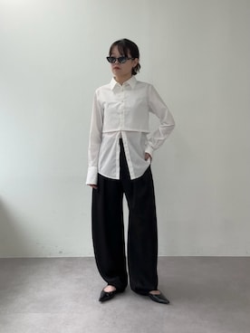 「UNFORM（アンフォーム）の【2026AW Debut】【UNFORM】レイヤードセットシャツ（シャツ/ブラウス、ホワイト系）」を使った、manakaさん（レディース・162cm）の夏コーディネート