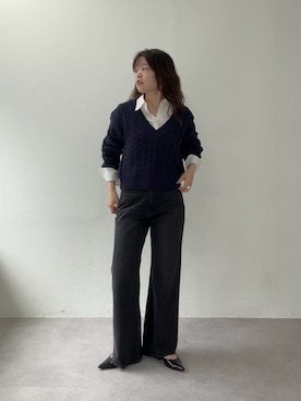 「UNFORM（アンフォーム）の【2026AW Debut】【UNFORM】レイヤードセットシャツ（シャツ/ブラウス、ホワイト系）」を使った、manakaさん（レディース・162cm）の夏コーディネート