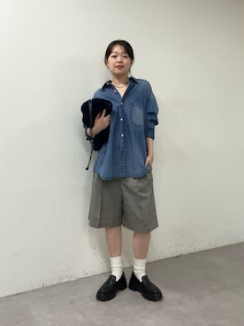 「ローファー×靴下」｜manakaさん（レディース・162cm）の夏コーディネート