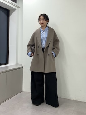 「GALLARDAGALANTE（ガリャルダガランテ）の【HERITANOVUM】バレルチノパンツ（チノパンツ、ブラック系）」を使った、manakaさん（レディース・162cm）の夏コーディネート