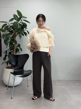 「GALLARDAGALANTE（ガリャルダガランテ）の【ガランテ名品】ライトジャージーワイドパンツ（その他パンツ、ブラウン系）」を使った、manakaさん（レディース・162cm）の夏コーディネート