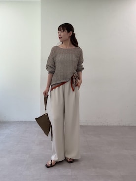 「GALLARDAGALANTE（ガリャルダガランテ）のレーシーメッシュニット（パーカー、グレー系）」を使った、manakaさん（レディース・162cm）の春コーディネート