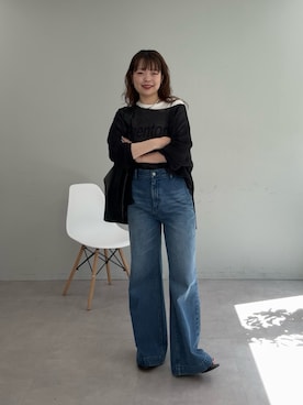 「GALLARDAGALANTE（ガリャルダガランテ）の【2.718】ビジュートングサンダル（その他シューズ、ブラック系）」を使った、manakaさん（レディース・162cm）の春コーディネート
