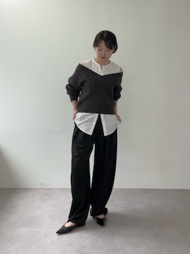 「UNFORM（アンフォーム）の【2026AW Debut】【UNFORM】レイヤードセットシャツ（シャツ/ブラウス、ホワイト系）」を使った、manakaさん（レディース・162cm）の夏コーディネート