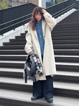 「アイテム（ボディバッグ/ウエストポーチ）」を使った、manakaさん（レディース・162cm）の冬コーディネート