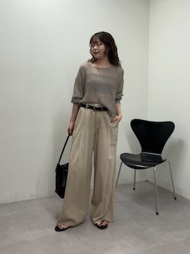 「GALLARDAGALANTE（ガリャルダガランテ）のレーシーメッシュニット（パーカー、グレー系）」を使った、manakaさん（レディース・162cm）の春コーディネート