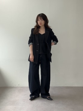 「UNFORM（アンフォーム）の【2026AW Debut】【UNFORM】テーラードデニムジャケット（デニムジャケット、ブルー系）」を使った、manakaさん（レディース・162cm）の夏コーディネート