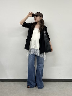 「アイテム（ジャケット/アウター）」を使った、manakaさん（レディース・162cm）の春コーディネート