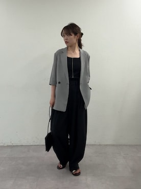 「GALLARDAGALANTE（ガリャルダガランテ）のスネイクチェーン2WAYネックレス（リング、シルバー系）」を使った、manakaさん（レディース・162cm）の春コーディネート