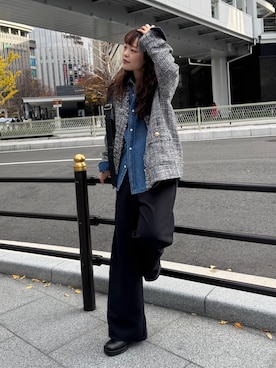 「アイテム（ボディバッグ/ウエストポーチ）」を使った、manakaさん（レディース・162cm）の冬コーディネート