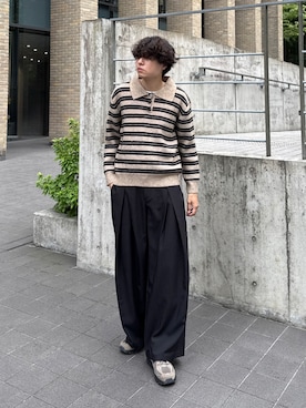 「YOLO（ヨーロ）のアイテム（スラックス、ブラック系）」を使った、gucciさん（メンズ・177cm）の秋コーディネート