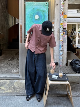 「libertéのアイテム（シャツ/ブラウス、レッド系）」を使った、gucciさん（メンズ・177cm）の夏コーディネート