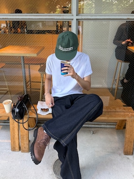 「elldu（エルドゥ）の【elldu/エルドゥ】every x5 stitch cap/キャップ/ユニセックス/韓国発【WEB限定】（キャップ、グリーン系）」を使った、gucciさん（メンズ・177cm）の夏コーディネート
