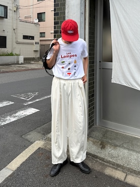「YOLO（ヨーロ）の気になった方はインスタDMください（パンツ、ホワイト系）」を使った、gucciさん（メンズ・177cm）の夏コーディネート