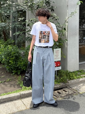 「7/16（木）18時から発売のアイテム（Tシャツ/カットソー、ホワイト系）」を使った、gucciさん（メンズ・177cm）の夏コーディネート