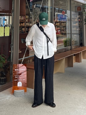 「libertéのアイテム（シャツ/ブラウス、ホワイト系）」を使った、gucciさん（メンズ・177cm）の夏コーディネート