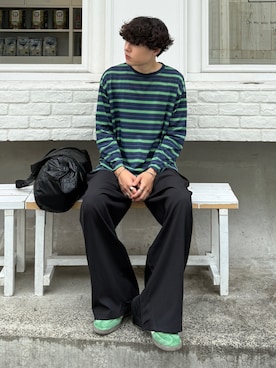 「YOLO（ヨーロ）のアイテム（Tシャツ/カットソー、グリーン系）」を使った、gucciさん（メンズ・177cm）の秋コーディネート