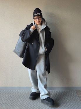 「アイテム（スウェットパンツ）」を使った、Yoko  Ishibashiさん（レディース・153cm）の冬コーディネート