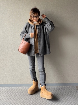 「アイテム（パーカー）」を使った、Yoko  Ishibashiさん（レディース・153cm）の冬コーディネート