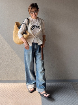 「KOBE LETTUCE（コウベレタス）のアイテム」を使った、Yoko  Ishibashiさん（レディース・153cm）の夏コーディネート