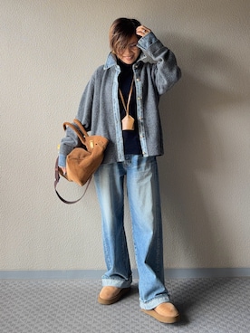 「アイテム（デニムパンツ）」を使った、Yoko  Ishibashiさん（レディース・153cm）の冬コーディネート