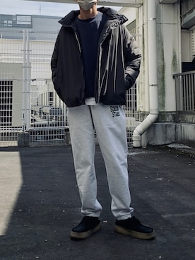 「スエット」｜「アイテム（その他シューズ）」を使った、kazuさん（メンズ・170cm）の春コーディネート