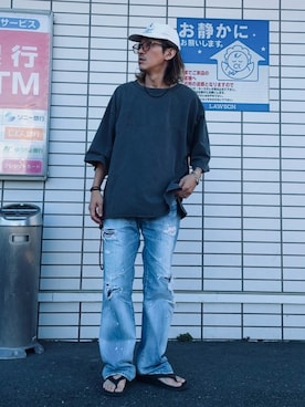 「Tシャツ×デニム」｜kazuさん（メンズ・170cm）の夏コーディネート