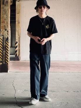 「アイテム（チノパンツ、ブルー系）」を使った、kazuさん（メンズ・170cm）の夏コーディネート