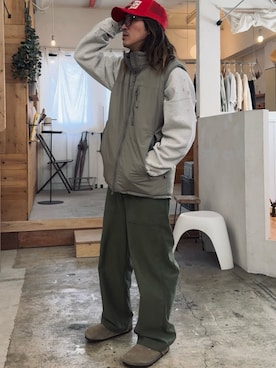 「アイテム（サンダル）」を使った、kazuさん（メンズ・170cm）の冬コーディネート