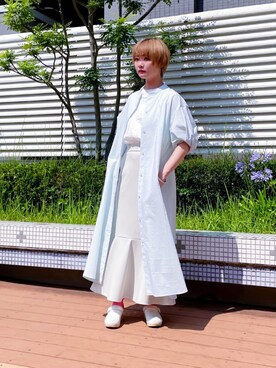 「ストライプワンピース」｜「アイテム（その他）」を使った、ちゃまさん（レディース・155cm）の夏コーディネート