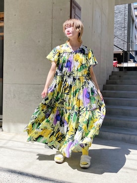 「カラー×コーデ」｜「アイテム（ワンピース）」を使った、ちゃまさん（レディース・155cm）の春コーディネート