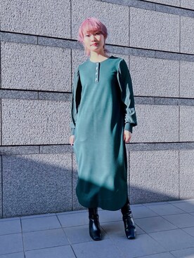 「H&M（エイチ・アンド・エム）のアイテム（ブーツ）」を使った、ちゃまさん（レディース・155cm）の冬コーディネート