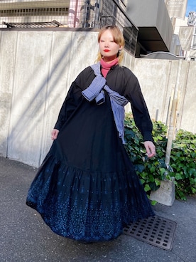 「タートルネック」｜「アイテム（ドレス）」を使った、ちゃまさん（レディース・156cm）の秋コーディネート