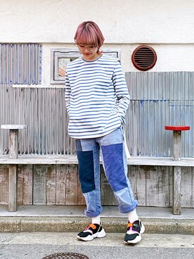「デザイントップス」｜「アイテム（その他）」を使った、ちゃまさん（レディース・155cm）の春コーディネート