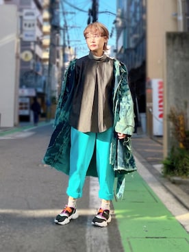 「doublet（ダブレット）のアイテム（パンツ）」を使った、ちゃまさん（レディース・155cm）の秋コーディネート