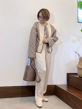 「サテンパンツ」｜「アイテム（ブルゾン）」を使った、𝓜𝓮𝓲❣︎ さん（レディース・158cm）の秋コーディネート