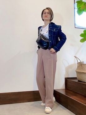 「くすみカラー」｜「アイテム（デニムジャケット）」を使った、𝓜𝓮𝓲❣︎ さん（レディース・158cm）の秋コーディネート