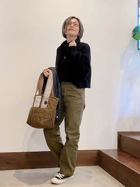「feepur（フェピュール）のアイテム（チノパンツ）」を使った、𝓜𝓮𝓲❣︎ さん（レディース・158cm）の冬コーディネート