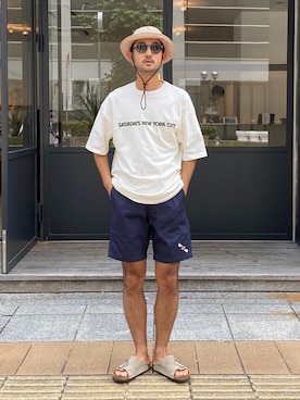 「サタデーズ ニューヨークシティ (Saturdays NYC)」｜「アイテム（帽子）」を使った、Tomさん（メンズ・172cm）の夏コーディネート
