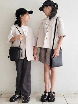 「秋のカフェオレコーデ」｜「アイテム（ジャケット/アウター）」を使った、Mさん（キッズ・137cm）の夏コーディネート