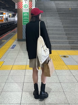 「THE SHINZONE（ザ　シンゾーン）のアイテム（帽子）」を使った、差し色つかいの女子大生さん（レディース・155cm）の秋コーディネート